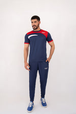 Load image into Gallery viewer, Tri-Color Fusion Dry-Fit Tracksuit - Navy Blue
