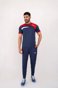 Tri-Color Fusion Dry-Fit Tracksuit - Navy Blue
