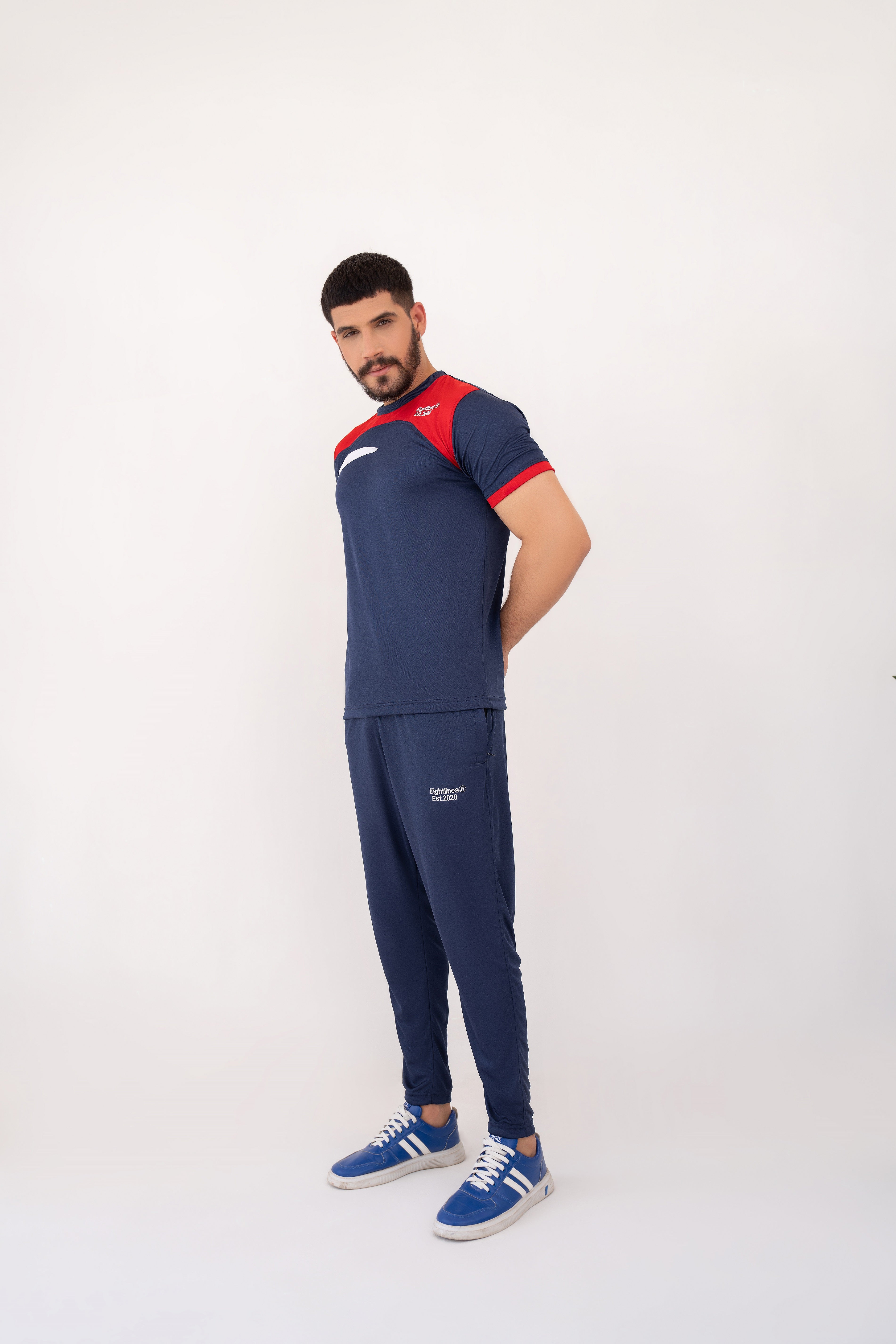 Tri-Color Fusion Dry-Fit Tracksuit - Navy Blue