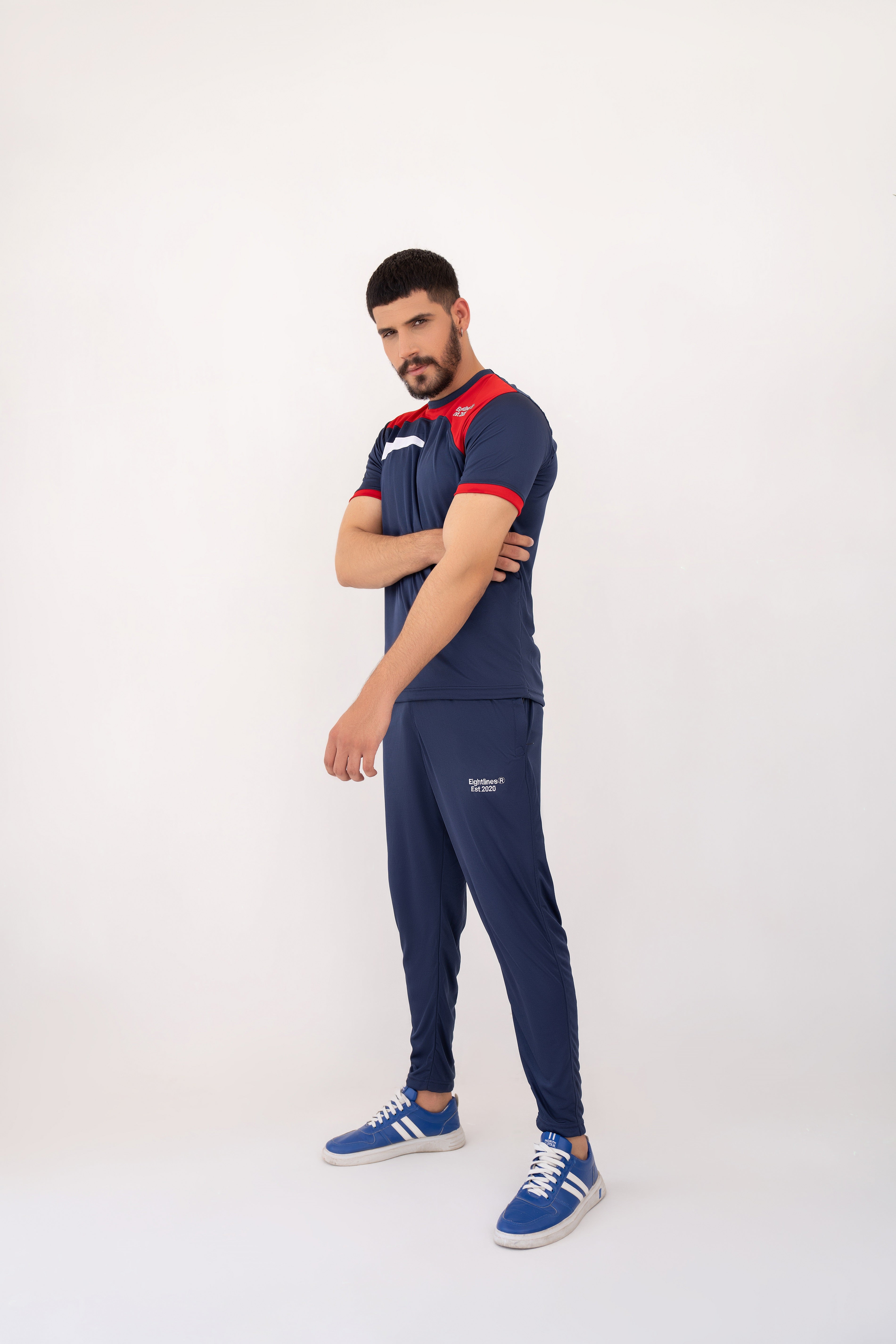 Tri-Color Fusion Dry-Fit Tracksuit - Navy Blue