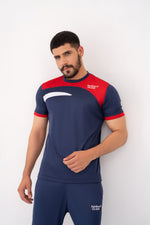 Load image into Gallery viewer, Tri-Color Fusion Dry-Fit Tracksuit - Navy Blue
