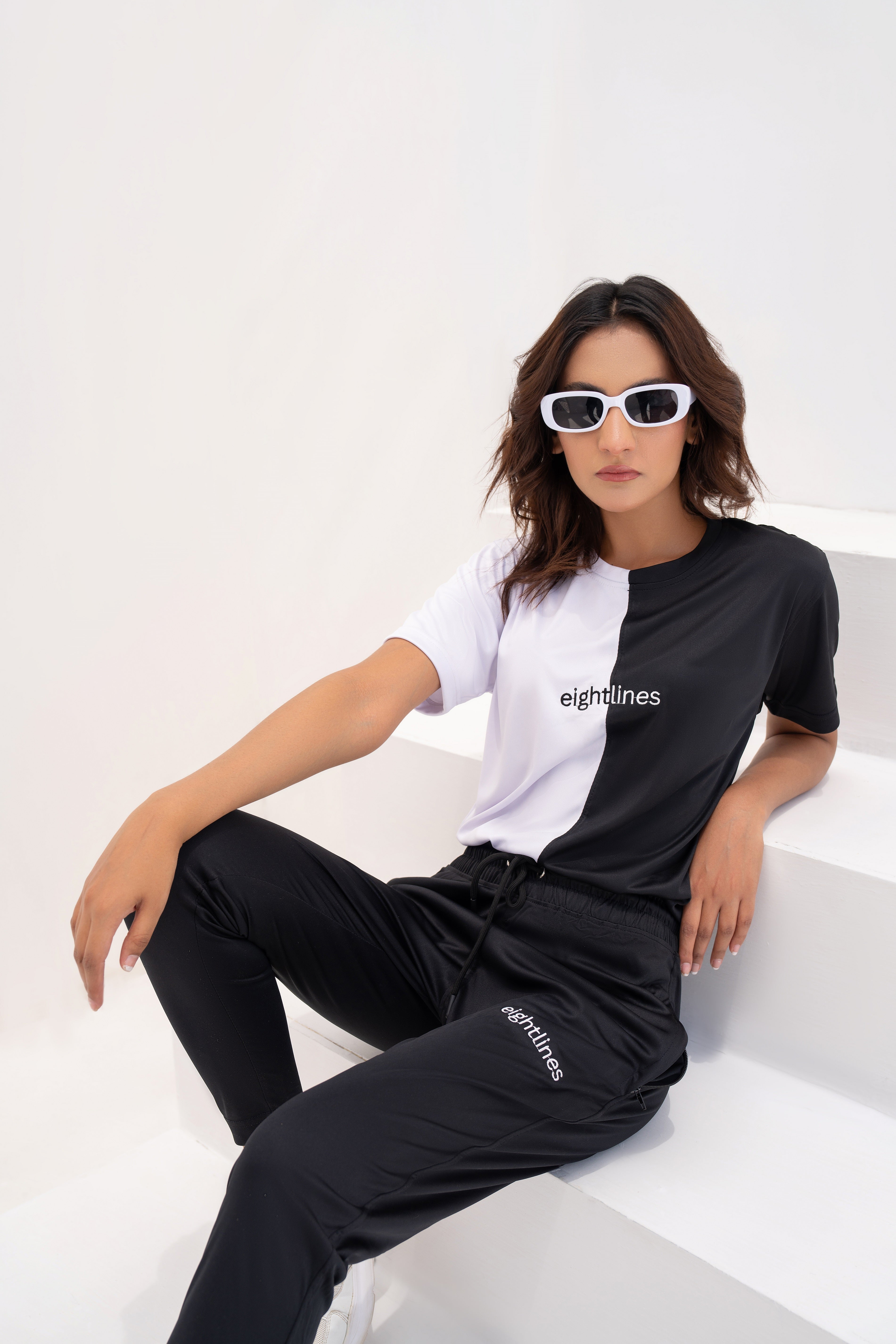 Monochrome Dry Fit Tracksuit - Black & White