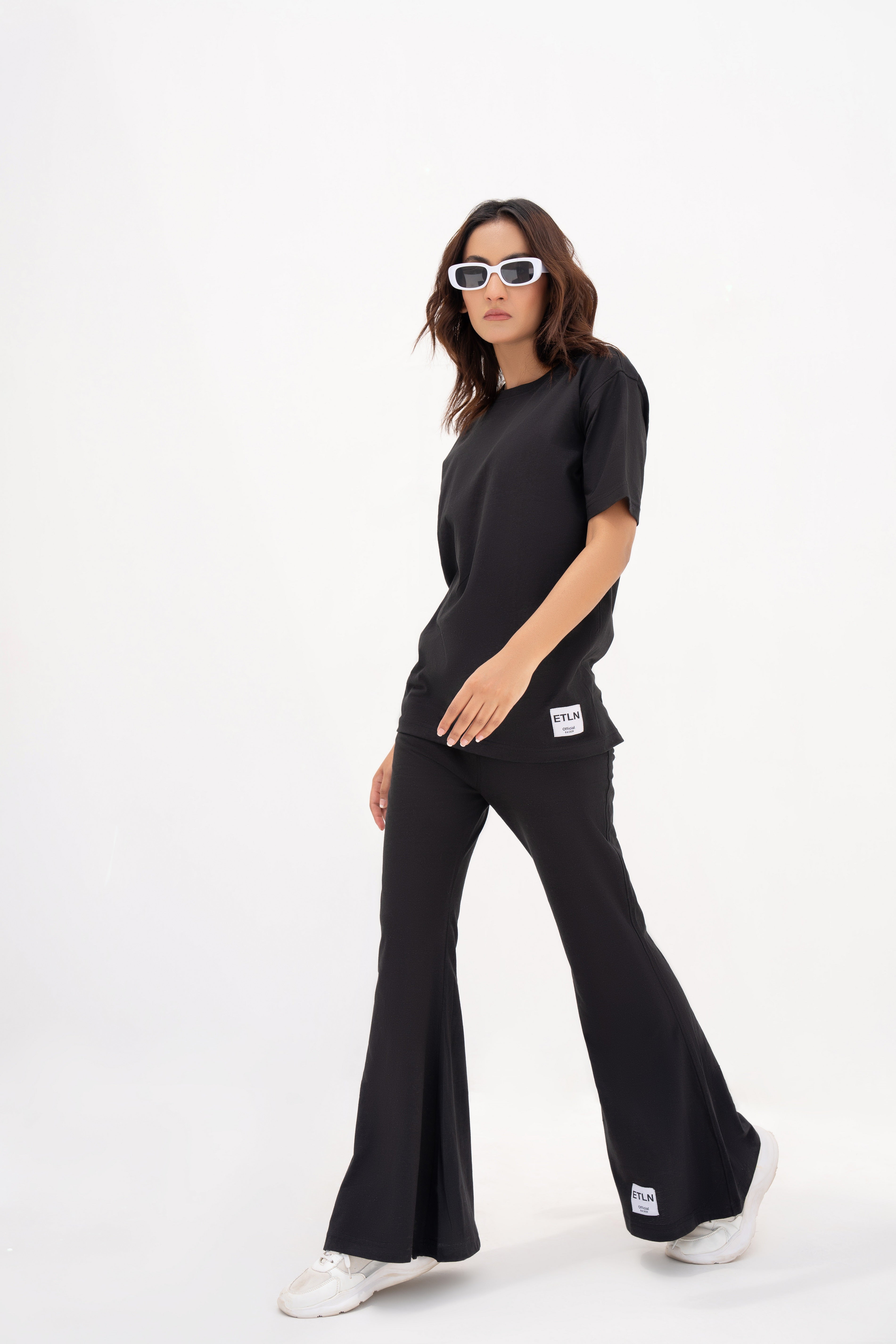 Black basic wide leg tracksuit