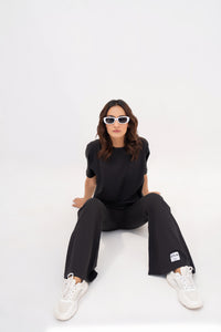 Black basic wide leg tracksuit