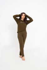 Load image into Gallery viewer, Basic Signatured Full Sleeve Tracksuit - Army Green
