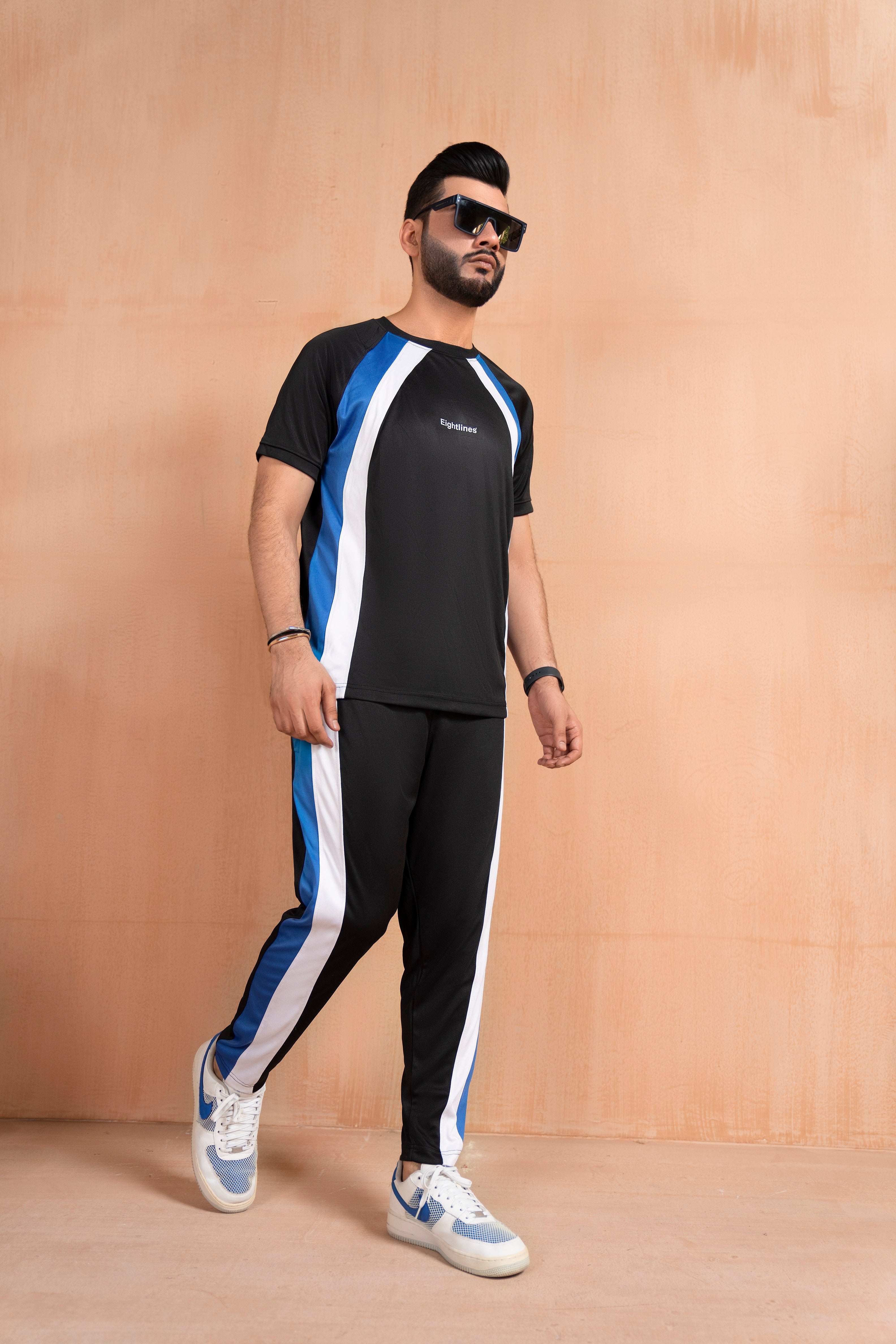 Vertical Panel Active Wear Twinset - Black