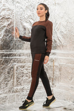 Load image into Gallery viewer, Satin Black/Brown Tracksuit
