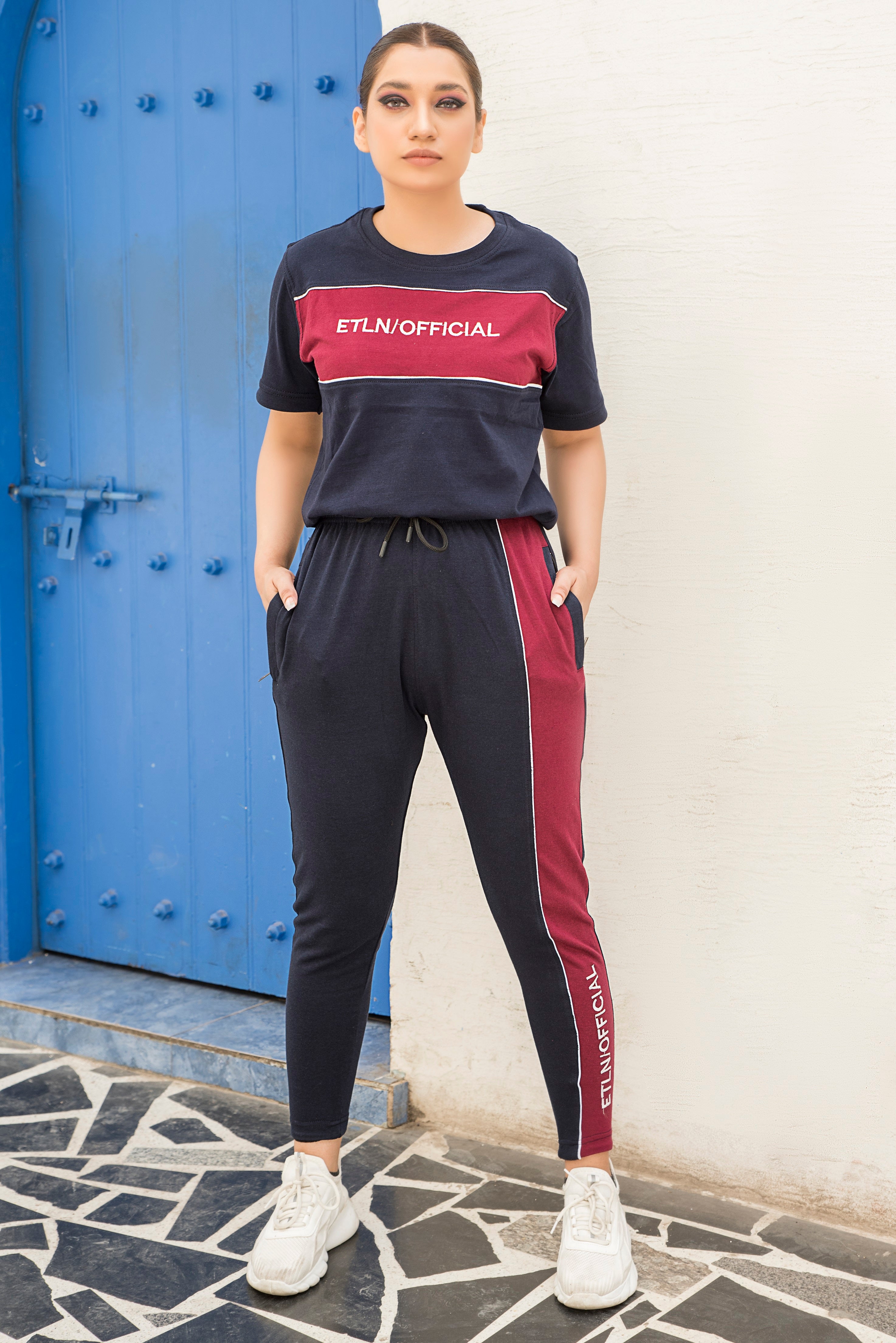 Statement ETLN/Official Tracksuit - Maroon/Navy