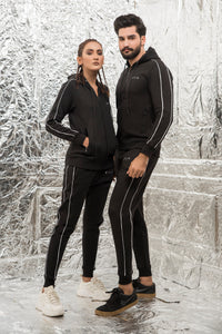 Old School Double Piping Tracksuit - Black