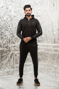 Old School Double Piping Tracksuit - Black