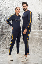 Load image into Gallery viewer, Basic Golden Tape Tracksuit - Navy Blue
