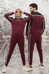 English Custom Panel Outdoor Tracksuit Maroon Black Eight Lines