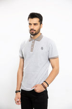 Load image into Gallery viewer, EL Contrast Buttoned Polo - Heather Grey/Silver
