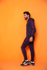 Load image into Gallery viewer, Hooded Tracksuit with Red French Tape - Navy Blue
