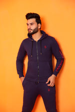 Load image into Gallery viewer, Hooded Tracksuit with Red French Tape - Navy Blue
