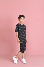 Load image into Gallery viewer, All over signature print Shorts tracksuit - Black
