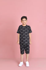 Load image into Gallery viewer, All over signature print Shorts tracksuit - Black
