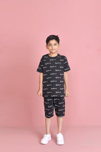 All over signature print Shorts tracksuit - Black