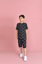 Load image into Gallery viewer, All over signature print Shorts tracksuit - Black
