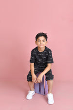 Load image into Gallery viewer, All over signature print Shorts tracksuit - Black

