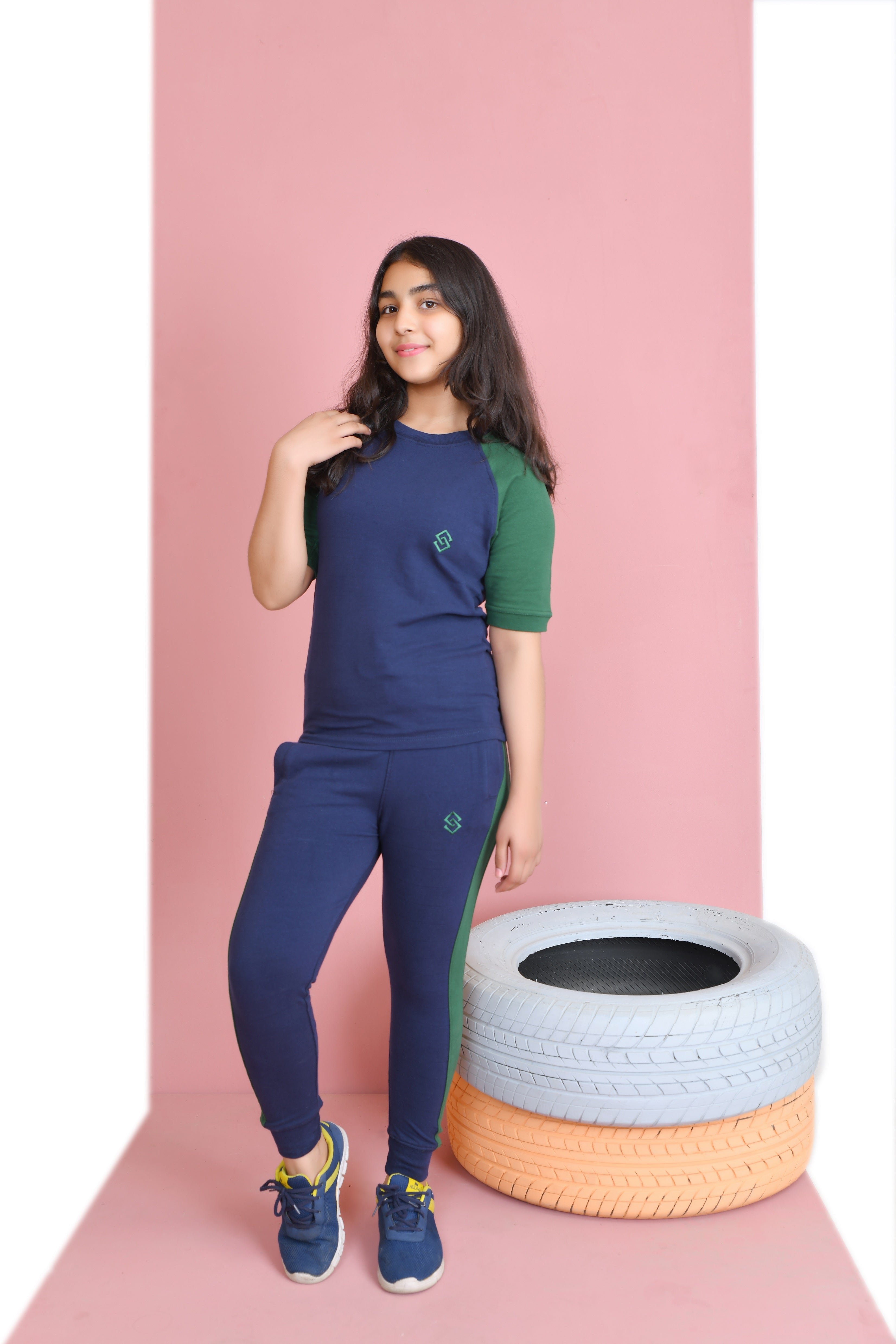 ETLN Muscle Fit Tracksuit - Navy/Green