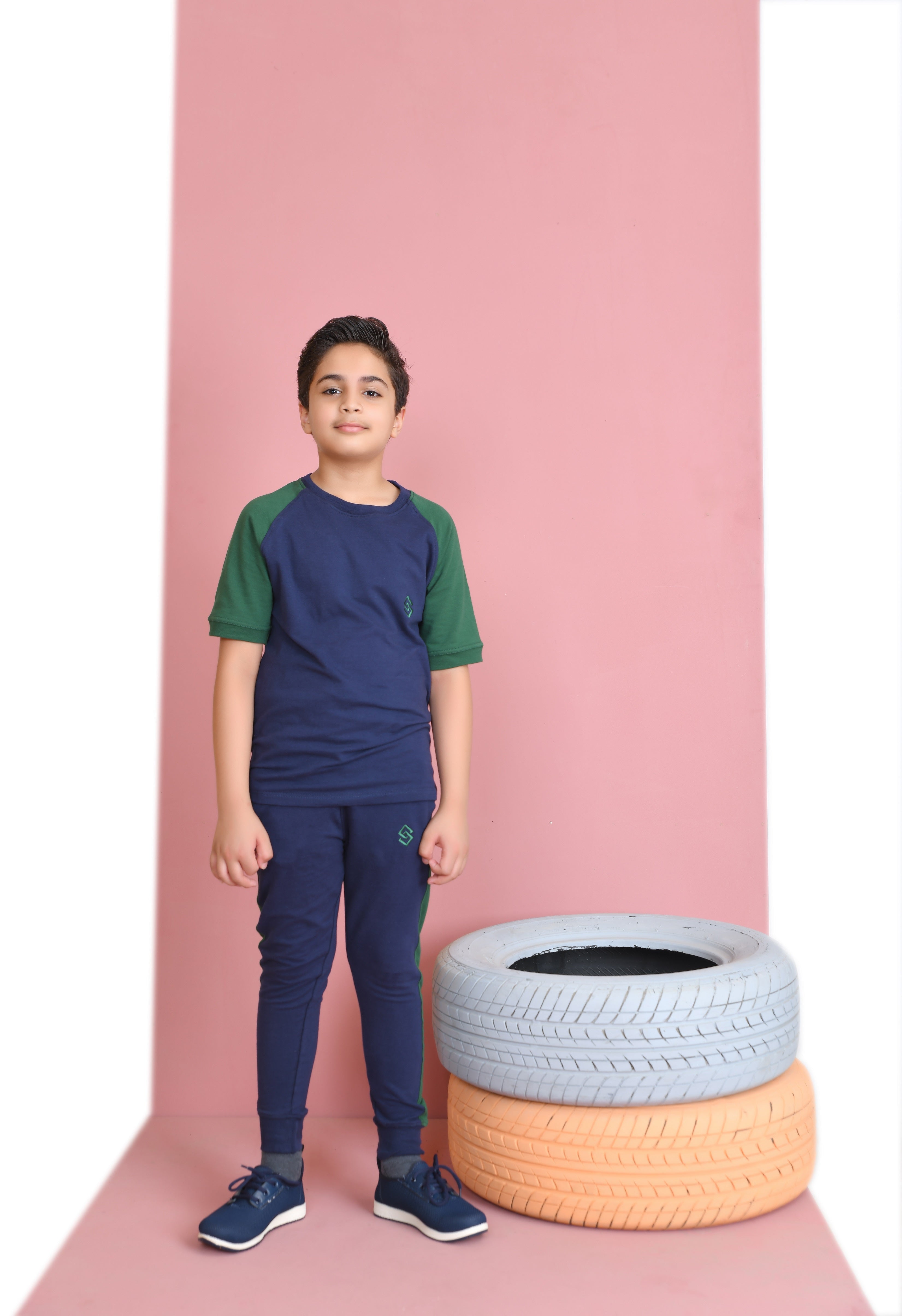 ETLN Muscle Fit Tracksuit - Navy/Green