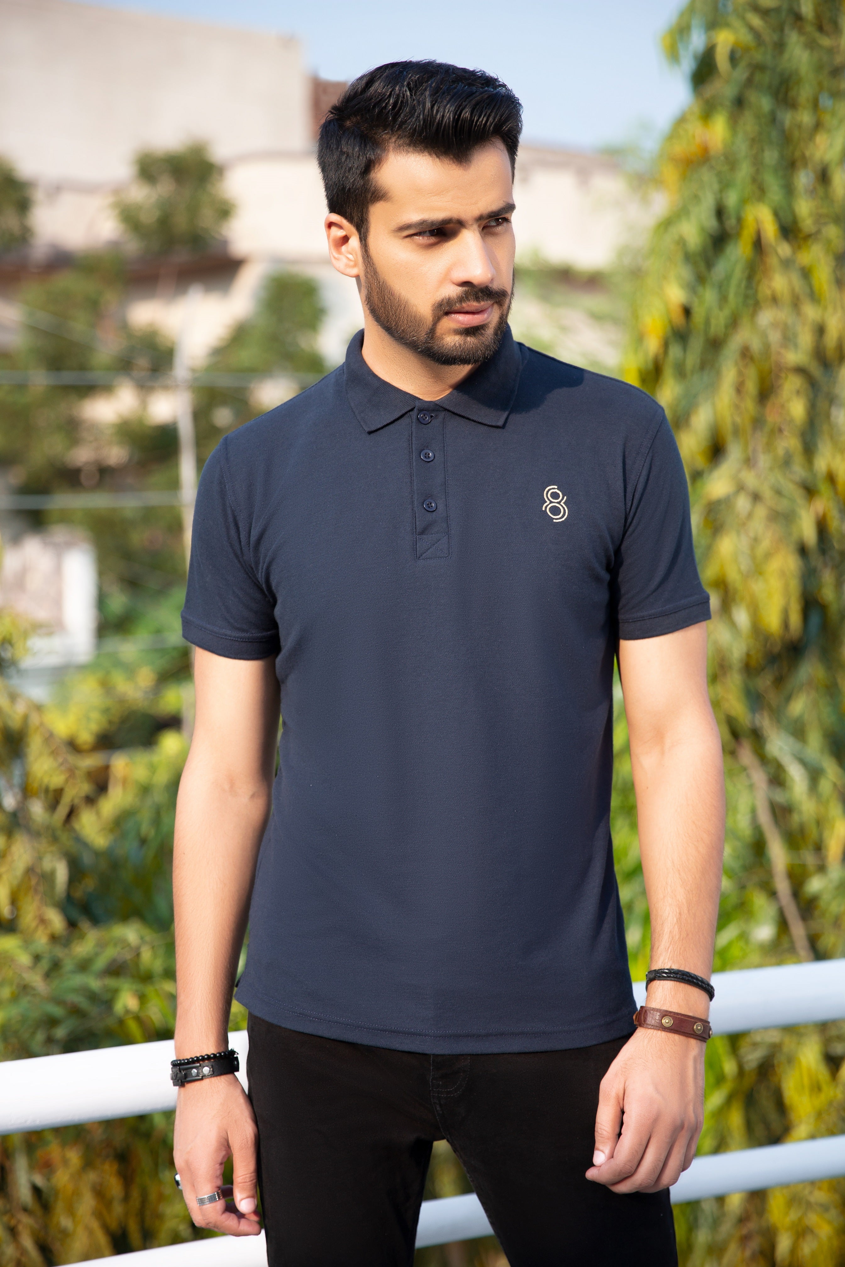 EL Plain Pique Polo - Navy Blue